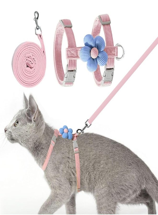 Qpets® Cat Harness with Leash, Cat Harness and Leash Set for Kitten with Quick Release Buckle, Escape-Proof Cute Flower Small Pet Belt for Outdoor Walking & Travel (M, Chest 27-43cm, Neck 23-33cm) - Image 1